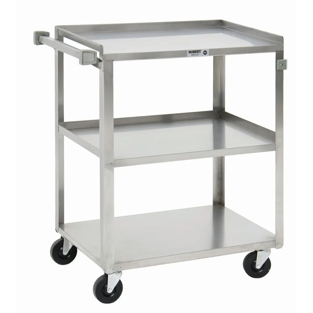Hubert 81798 3-Shelf Stainless Steel Utility Cart - 27-1/2" x 16-1/4" x 32-1/8"