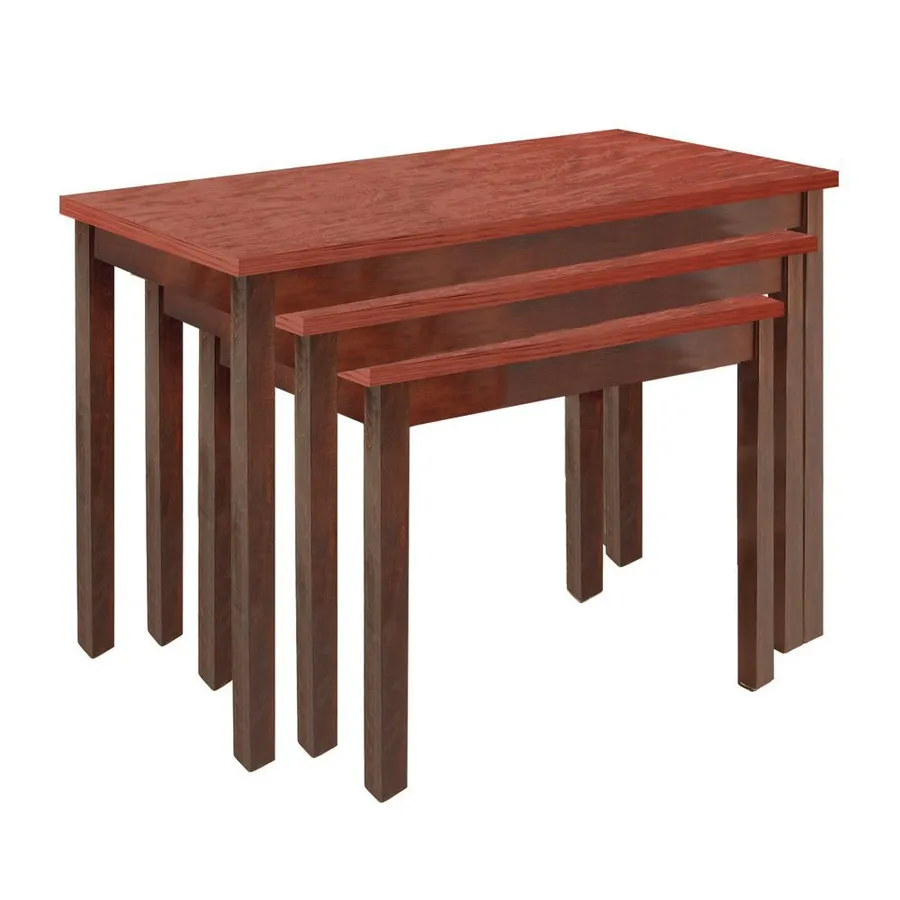 Hubert 82235 3-Piece Nesting Table Set, Rectangular, Formica Laminate Plywood Top, Poplar Wood Frame, Two Tone Mahogany/Cherry