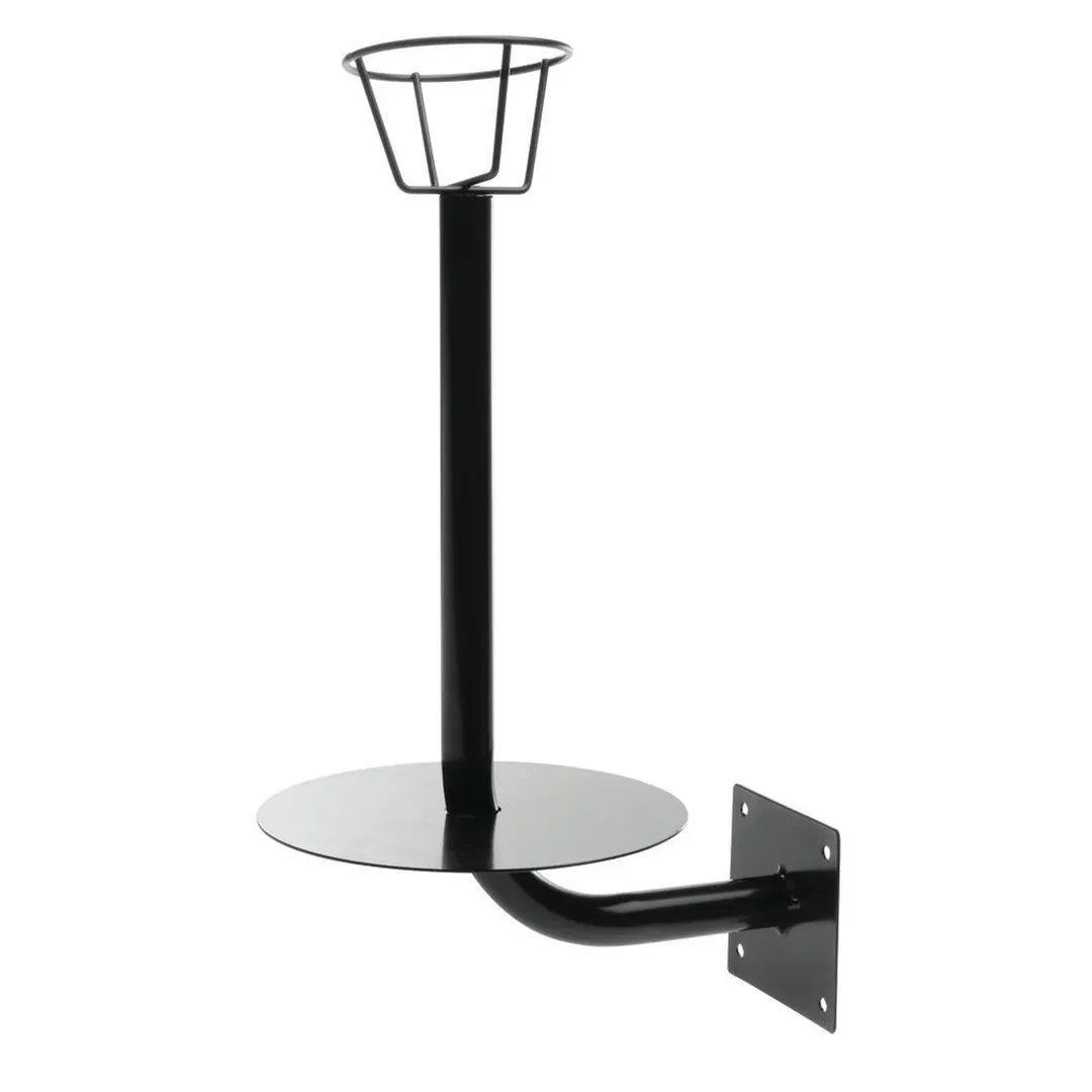 Hubert 83588 Roll Bag Holder – 8" x 11" x 19" H Wall Mount, Wire Tie Cup, Powder-Coated Black Metal
