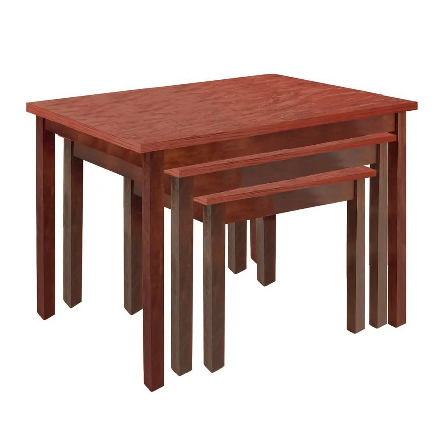 Hubert 87472 3-Piece Rectangular Nesting Table Set, Formica Laminate Plywood Top, Poplar Wood Frame, Two Tone Mahogany/Cherry