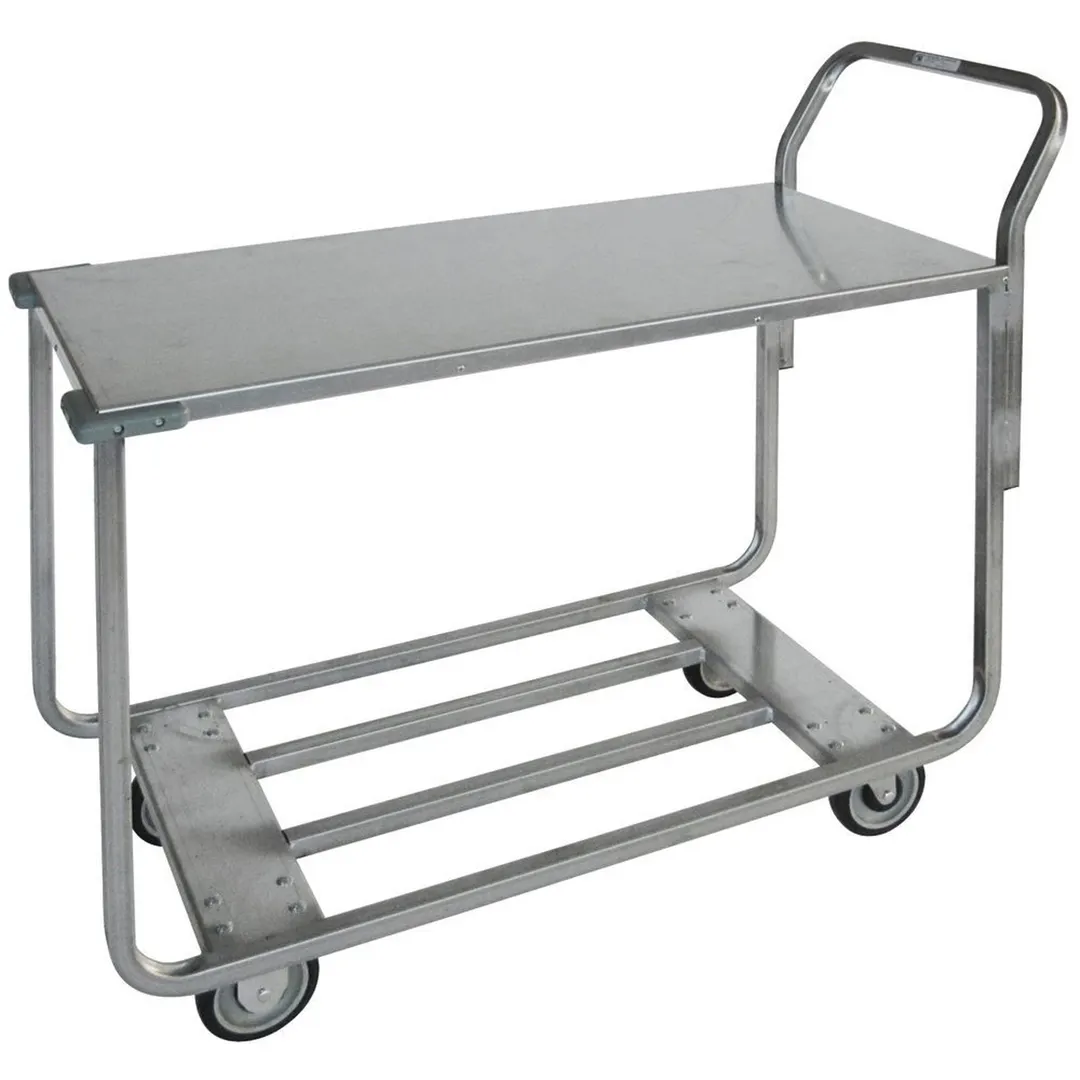 Hubert 92292 2-Shelf Galvanized Steel Utility Cart - 47" x 20" x 40"