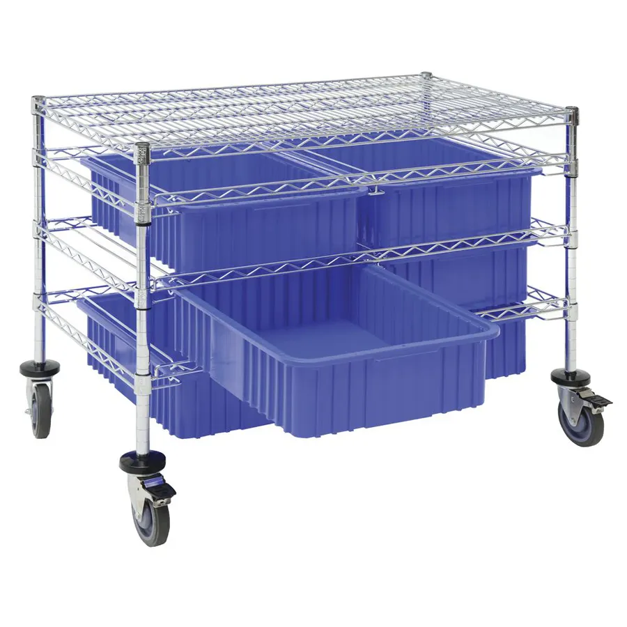 Hubert 95245 Nickel-Plated Chromium Steel Wire Cart w/ 6-Drawer - 42" x 24" x 33"