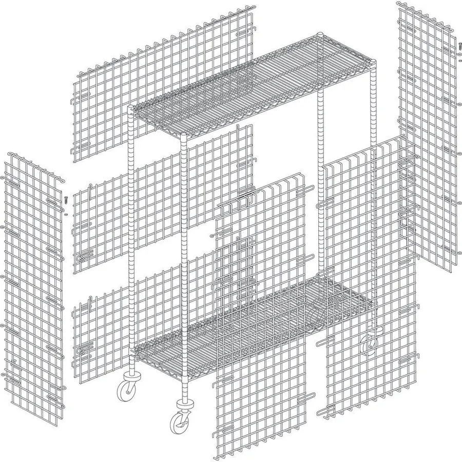 Hubert 95636 Flint Steel Complete Mobile Security Cart Kit - 48"L x 18"W x 63"H