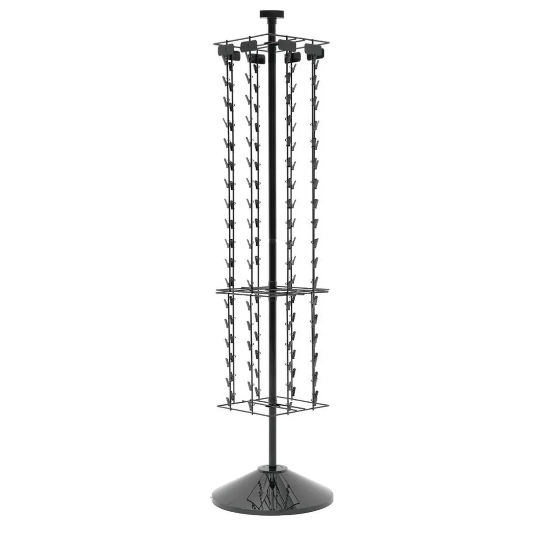 Hubert 98754 Black Steel Floor Strip Display Spinner Rack - 16"Dia x 62"H 