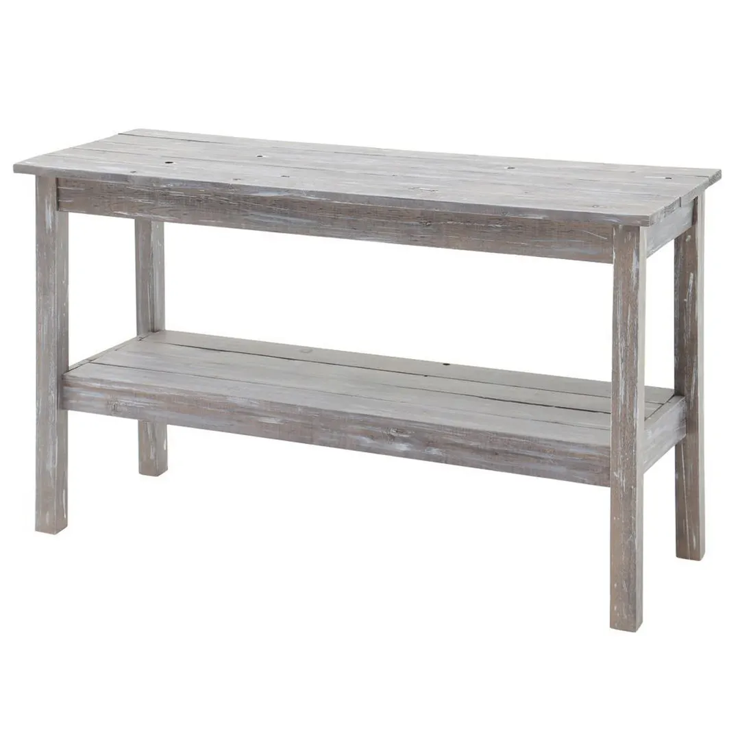 Hubert 98760 Display Table – Rectangular, 48-1/2" x 17-3/4" x 19" Pine Wood, Rustic Grey, Undershelf