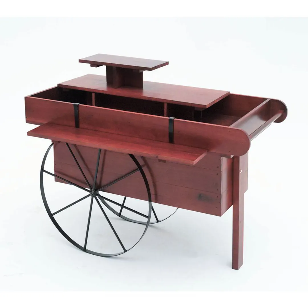 Hubert 99841 Mahogany Wood 1-Shelf Display Cart w/ Bottom Compartment- 54" x 29" x 38"