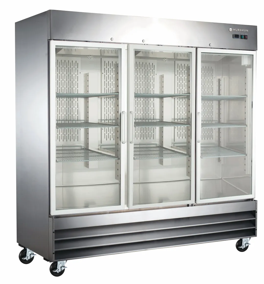 Hurakan HKN-GXE72R3G 81" 3 Glass Door Reach-In Refrigerator, Bottom Mounted, 72 cu. ft