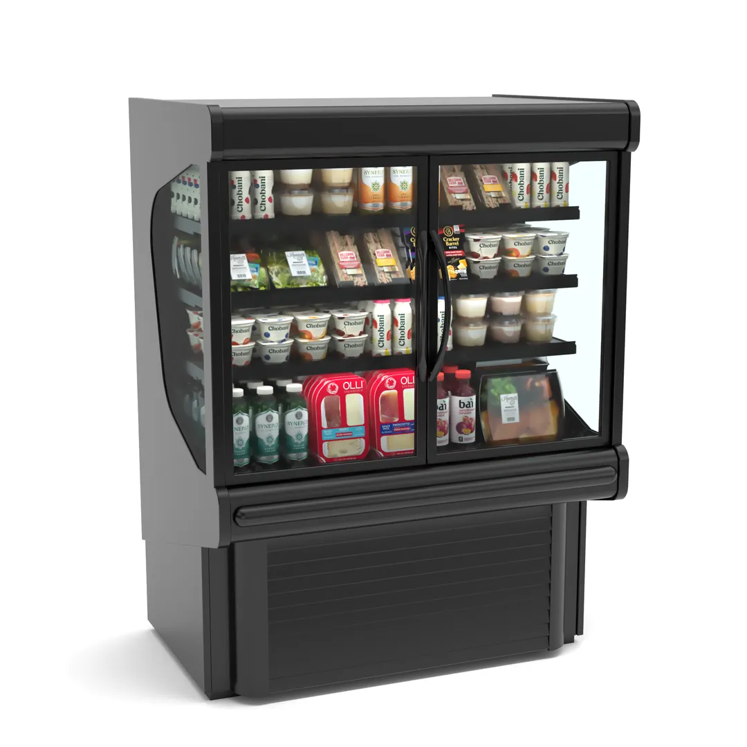 Hussmann MD4060DA-QS 41" 2‑Section Glass Door Merchandiser Black 6×18" Shelves R290 1/4 HP 115 V