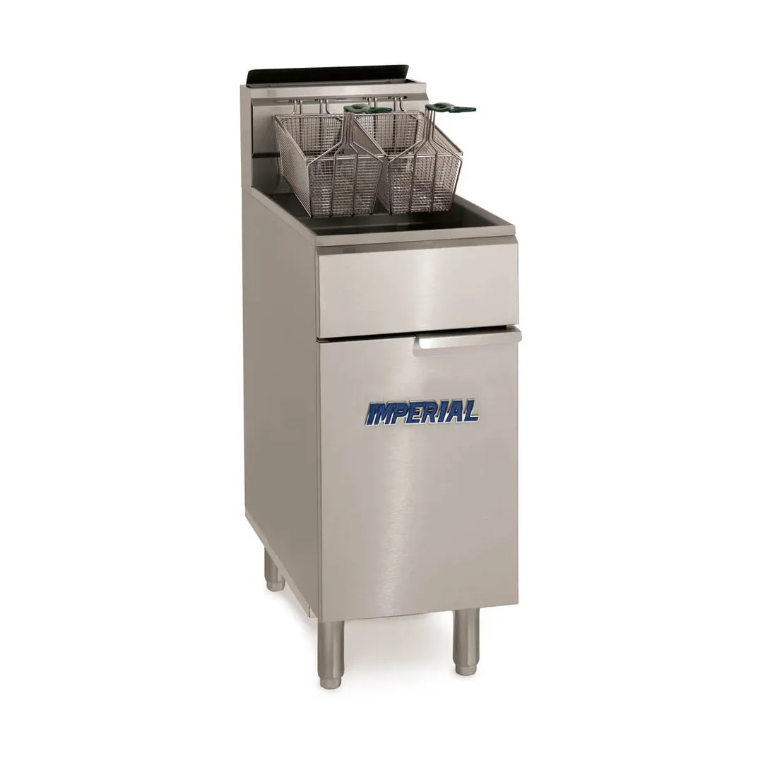 Imperial IFS-40-OP Full Pot Floor Model Gas Fryer w/ 40 lbs Capacity, 2 Baskets, Thermostat