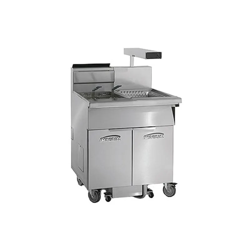 Imperial IFSCB250-OP Multiple Battery Gas Fryer w/ (2) 50-lb Frypots, Built-In Filter, Thermostat Controls