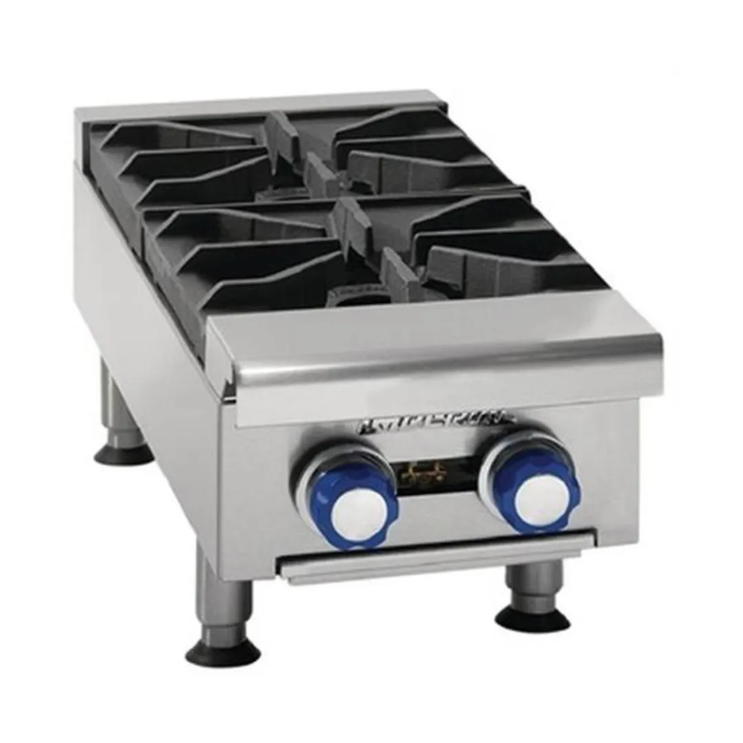 Imperial IHPA-2-12 12" Countertop Gas Hotplate with (2) Burners, Manual Controls, 64.000 BTU