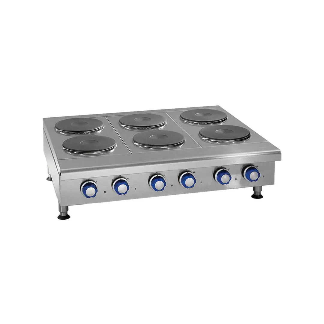 Imperial Range IHPA-6-36-E 36" Electric Countertop Hotplate w/ (6) Solid Burners, Infinite Controls, 12.0 kW