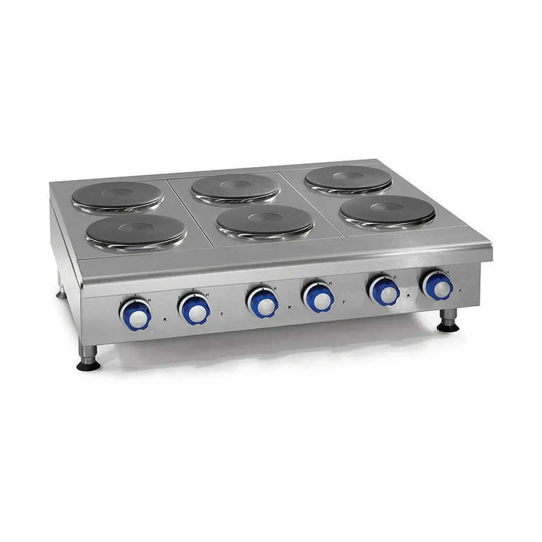 Imperial IHPA-8-48-E 48" Electric Countertop Hotplate w/ (8) Solid Burners,  Infinite Controls, 16.0 kW