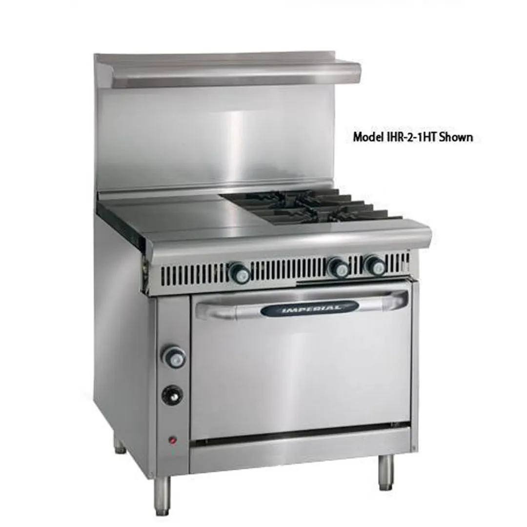 Imperial IHR-2-1HT-C 36" Gas Heavy Duty Range w/ (2) Open Burners, (1) Hot Top, (1) Convection Oven, 145.000 BTU