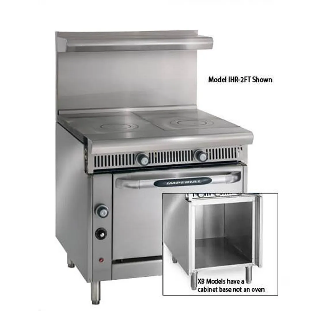 Imperial IHR-2FT-XB 36" Gas Heavy Duty Range w/ (2) French Tops, (1) Open Cabinet Base, 70.000 BTU