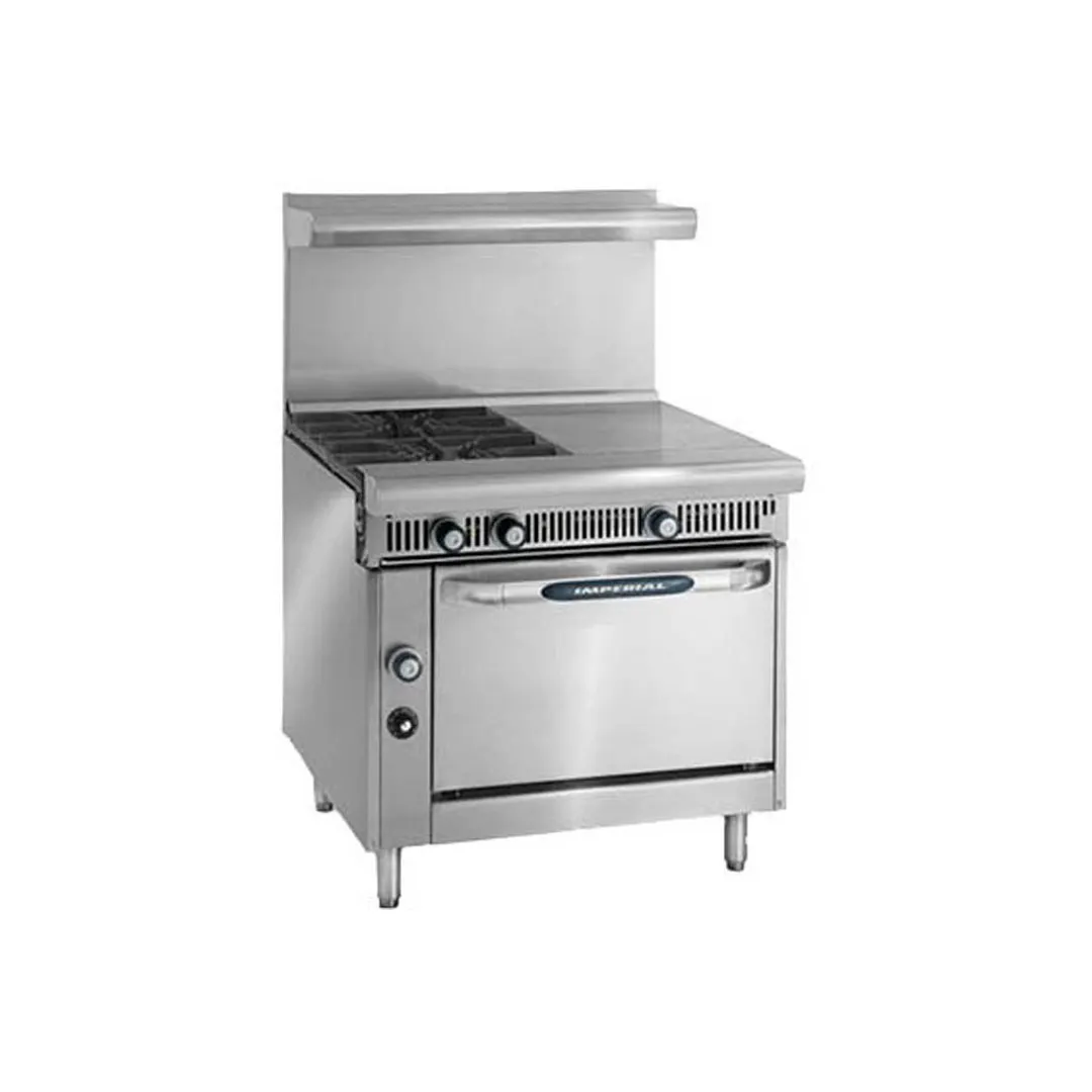 Imperial IHR-2HT-2-M 36" Gas Heavy Duty Range w/ (2) Open Burners, (2) Hot Tops, Modular, 130.000 BTU