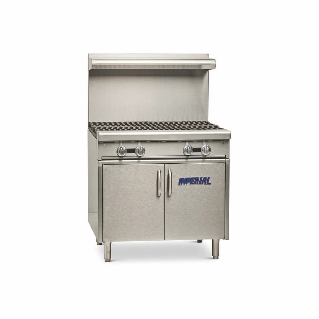 Imperial IHR-4-XB 36" Gas Heavy Duty Range w/ (4) Open Burners, (1) Cabinet Base, 140.000 BTU
