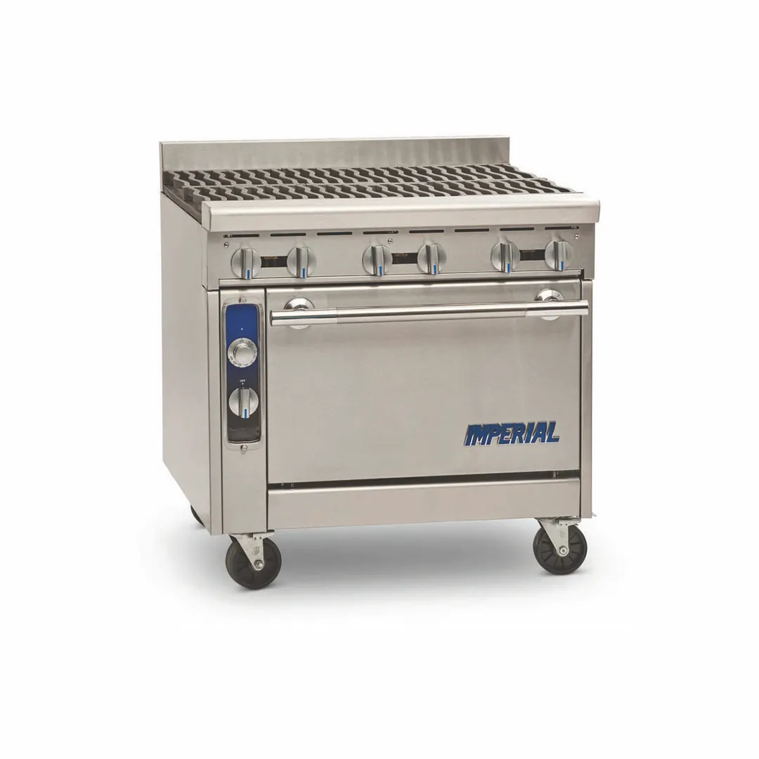 Imperial IHR-6-C 36" Gas Heavy Duty Range w/ (6) Open Burners, (1) Convection Oven, 275.000 BTU