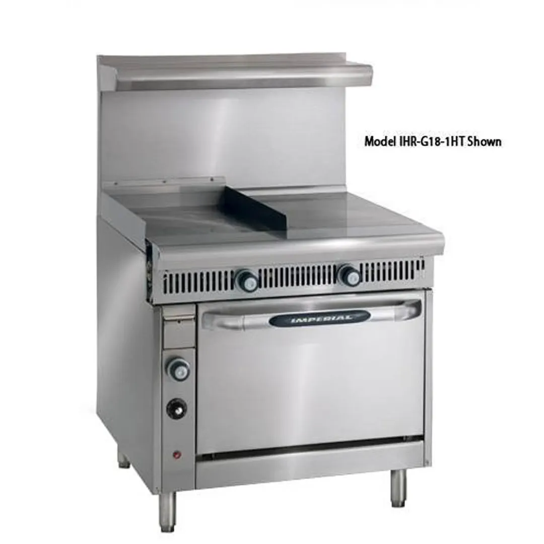 Imperial IHR-G18-1HT-C 36" Gas Heavy Duty Range w/ (1) 18" Griddle, (1) 18" Hot Top, (1) Convection, 115.000 BTU 