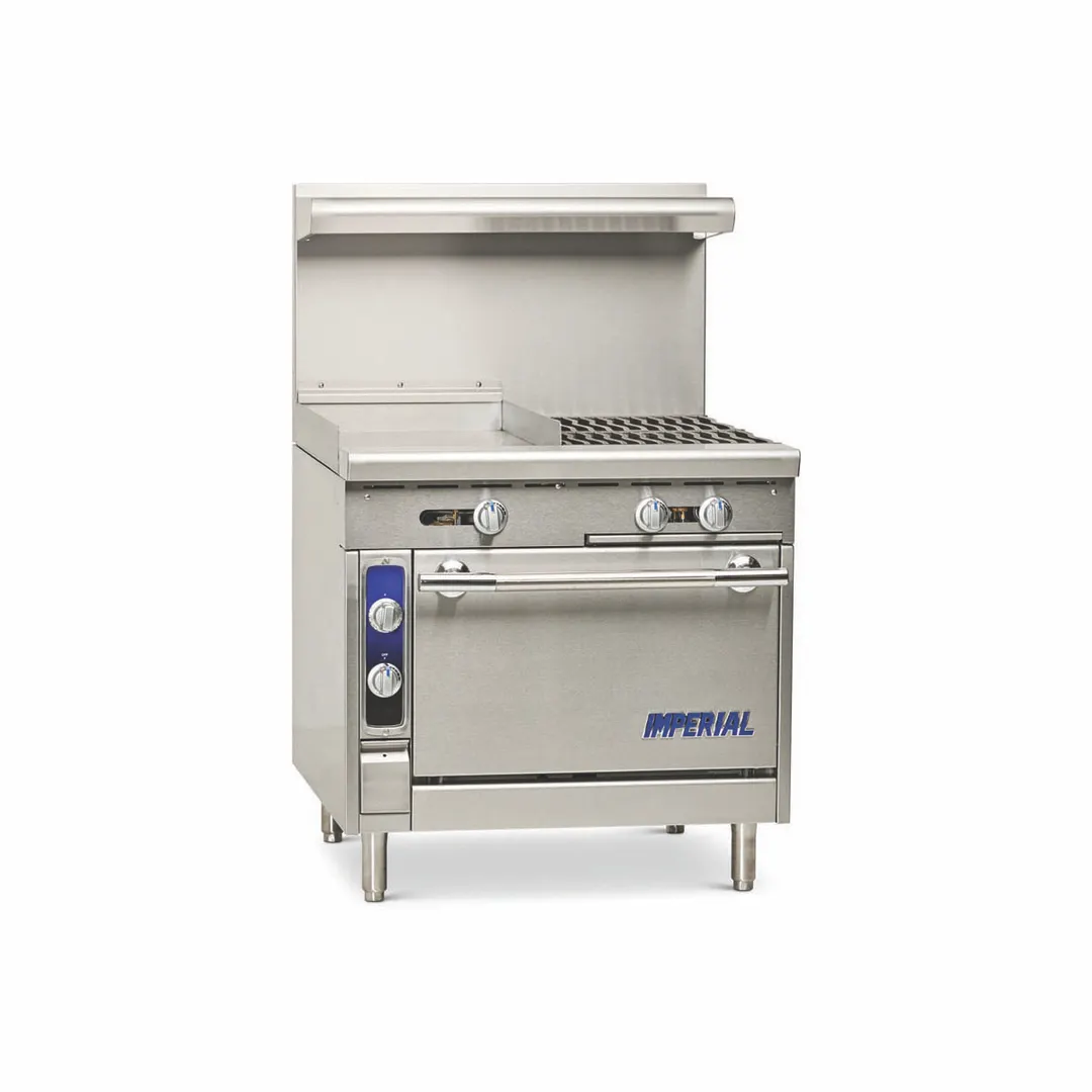 Imperial IHR-G18-2-C 36" Gas Heavy Duty Range w/ (2) Open Burners, 18" Griddle, (1) Convection Oven, 155.000 BTU