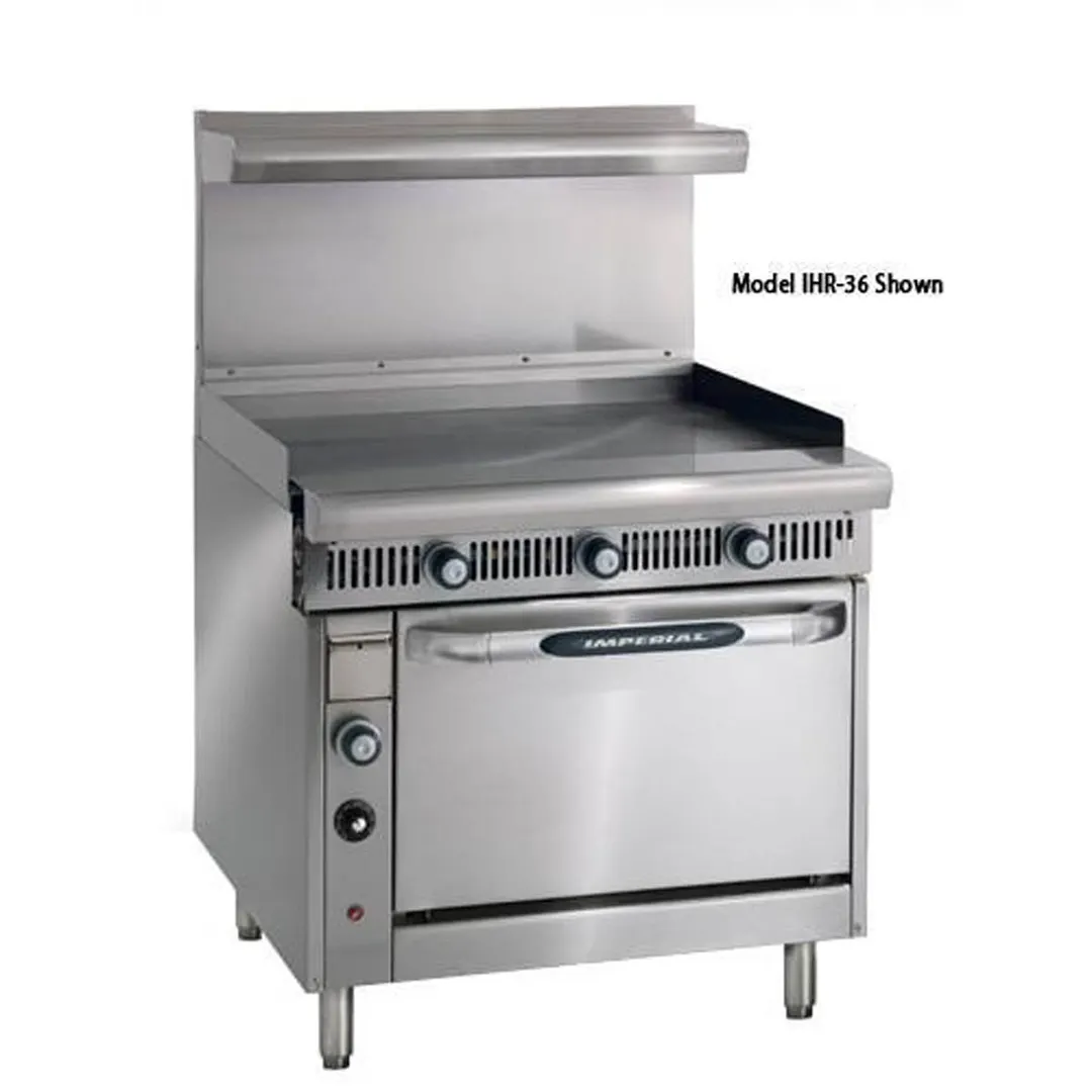 Imperial IHR-G36 36" Gas Heavy Duty Range w/ 36" Full Griddle, (1) Standard Oven, 130.000 BTU