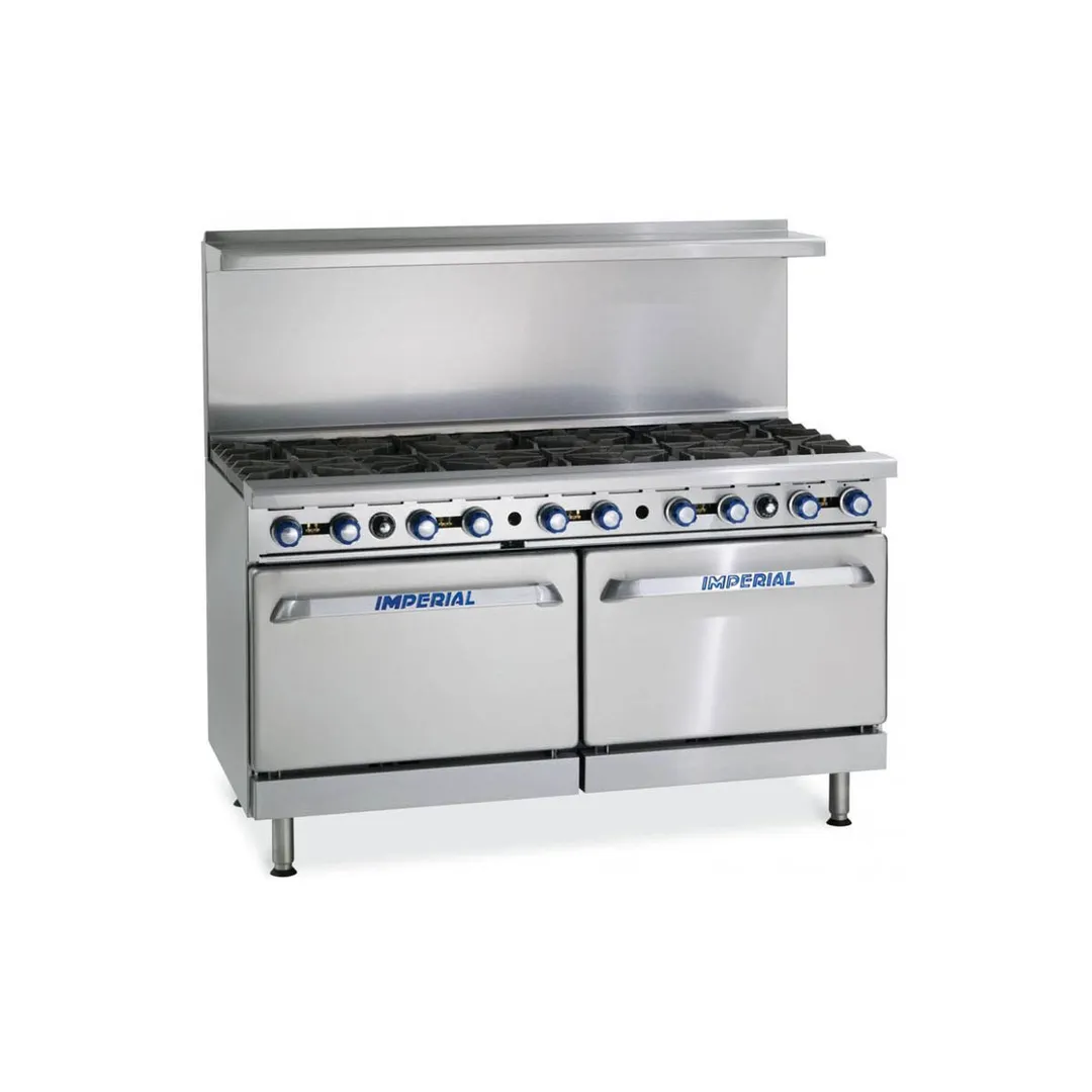 Imperial IR-10-C 60" Gas Restaurant Range w/ (10) Open Burners, (1) Standard Oven, (1) Convection Oven, 385.000 BTU