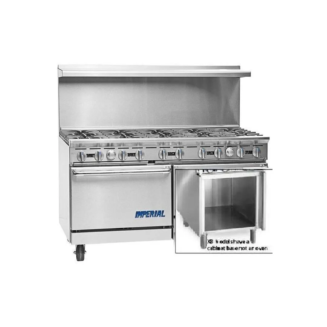 Imperial IR-10-C-XB 60" Gas Restaurant Range w/ (10) Open Burners, (1) Convection Oven, (1) Open Cabinet Base, 350.000 BTU
