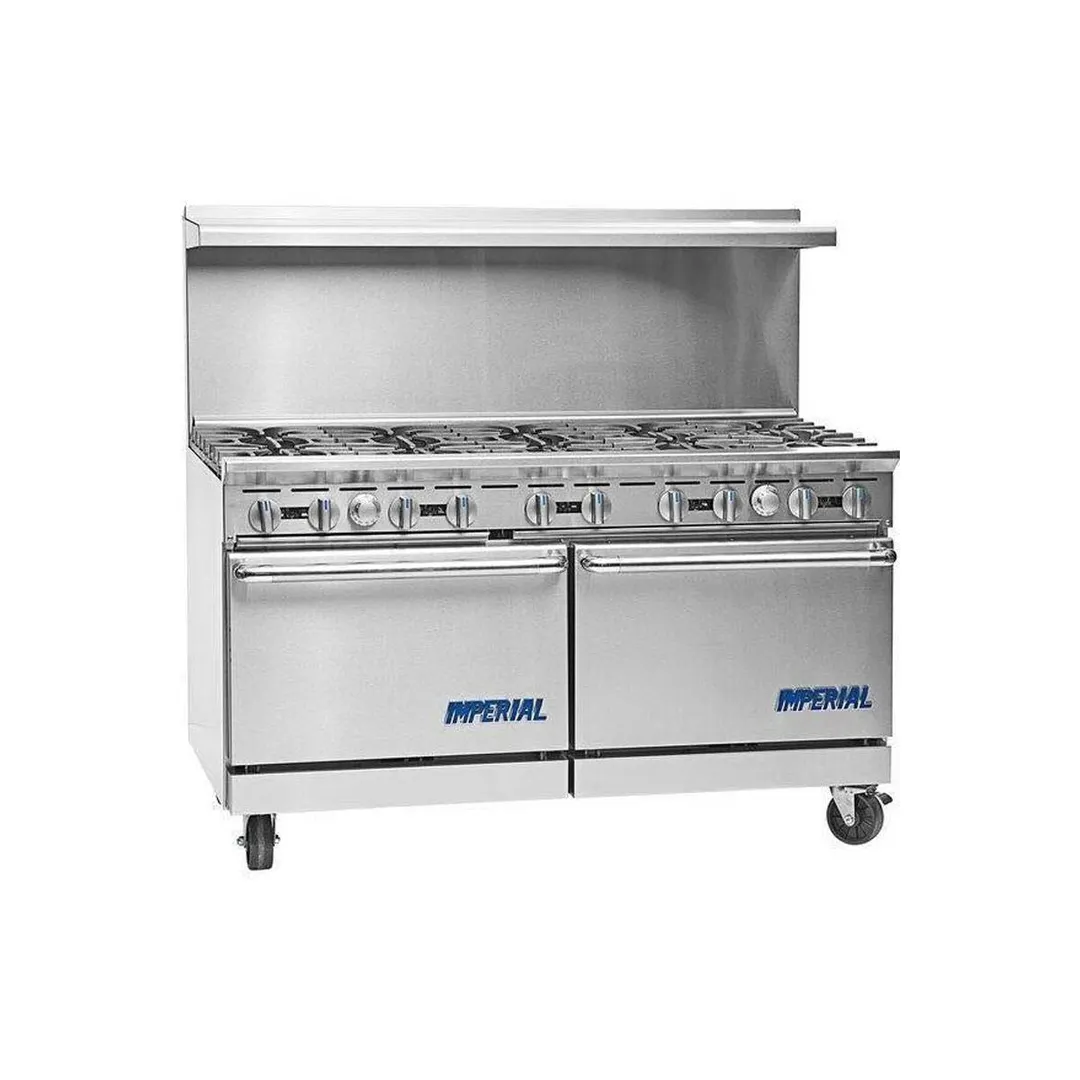 Imperial IR-10 60" Gas Restaurant Range w/ (10) Open Burners, (2) Standard Ovens, 390.000 BTU