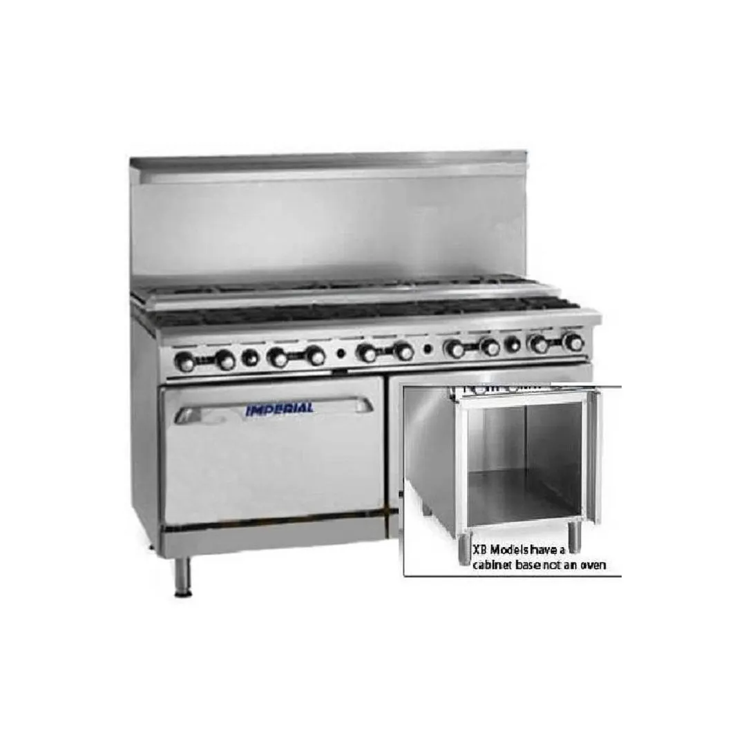 Imperial IR-10-SU-C-XB 60" Gas Restaurant Range, (10) Open Burners w/ 5 Step-Up, (1) Convection Oven, (1) Open Cabinet Base, 350.000 BTU