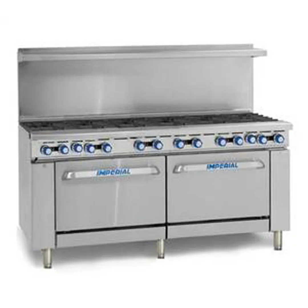 Imperial IR-12 72" Gas Restaurant Range w/ (12) Open Burners, (2) Standard Ovens, 454.000 BTU