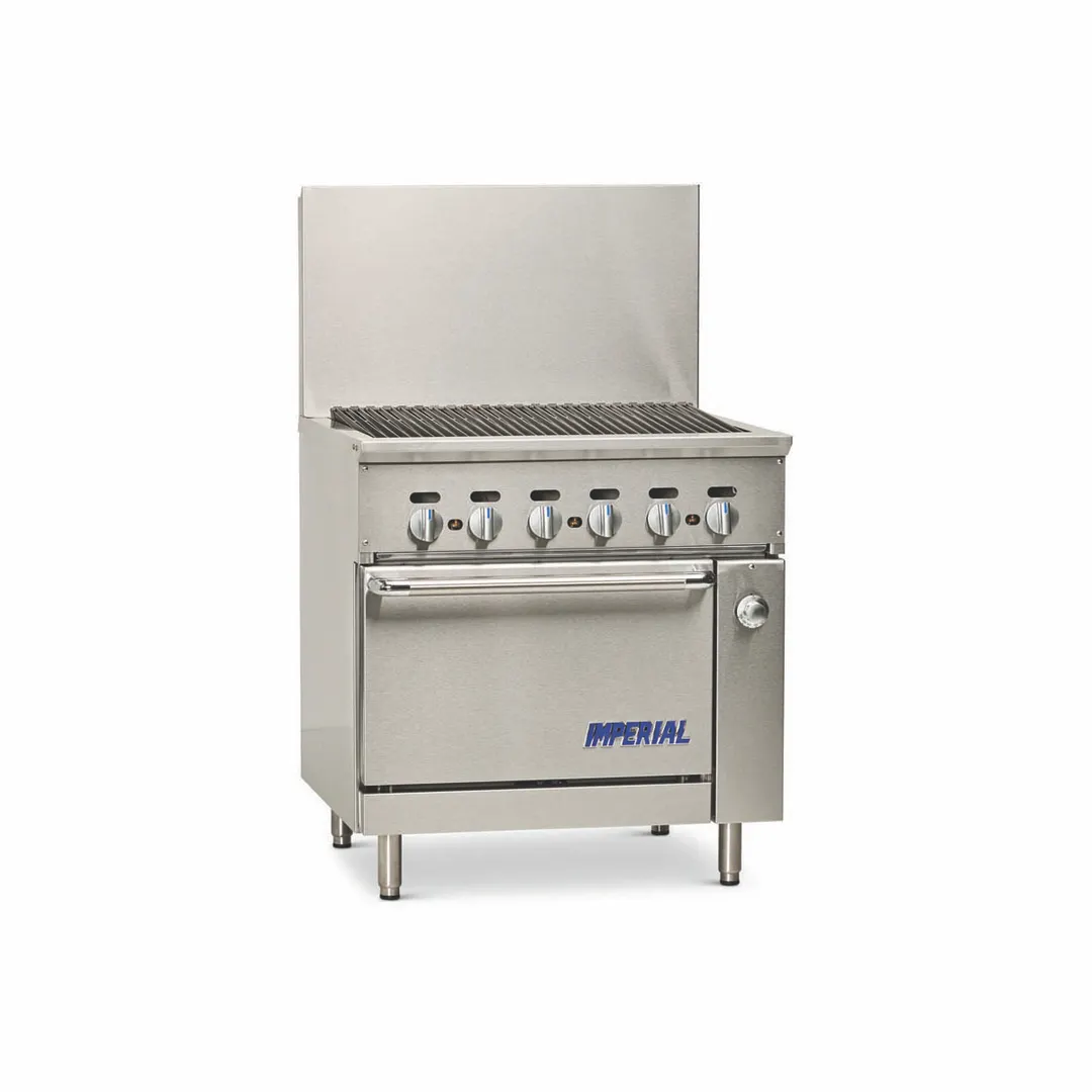 Imperial IR-36BR-126 36" Gas Restaurant Range w/ 36" Radiant Charbroiler, (1) Standard Oven, 125.000 BTU
