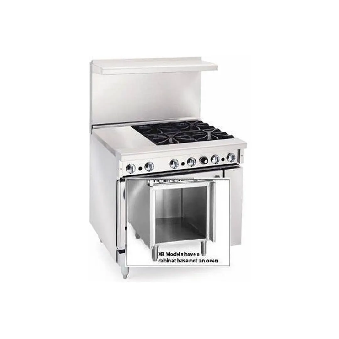 Imperial IR-4-G12-XB 36" Gas Restaurant Range w/  (4) Open Burners, 12" Griddle, (1) Cabinet Base, 148.000 BTU