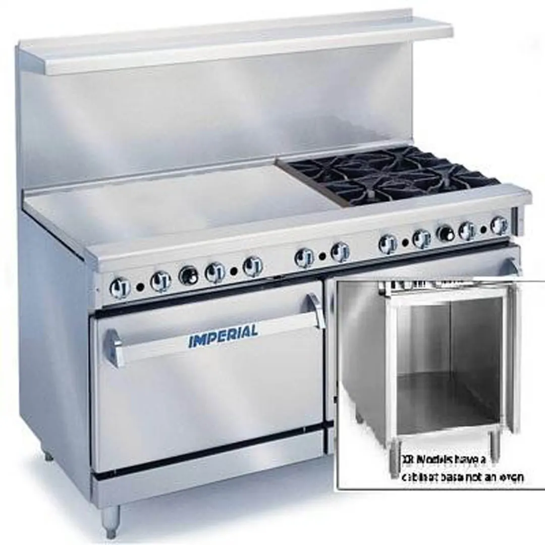 Imperial IR-4-G36-XB 60" Gas Restaurant Range w/ (4) Open Burners, 36" Griddle, (1) Standard Oven, (1) Cabinet Base, 223.000 BTU