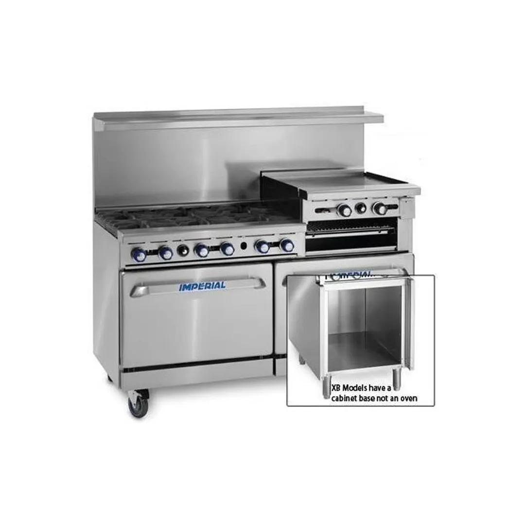Imperial IR-4-RG24-C-XB 48" Gas Restaurant Range w/ (4) Open Burners, (1) 24" Raised Griddle/Broiler, (1) Convection Oven, (1) Cabinet Base, 198.000 BTU