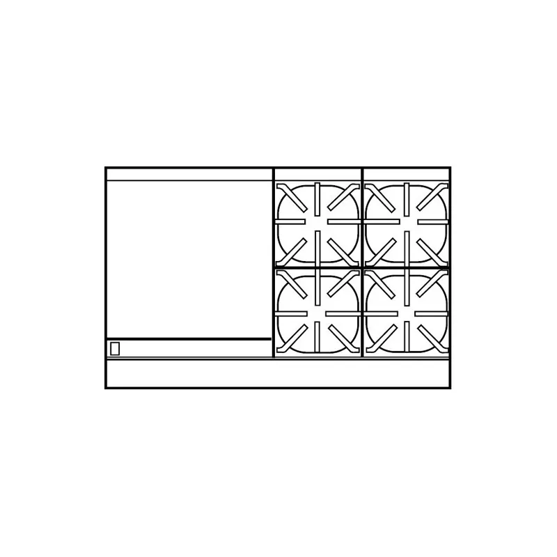 Imperial IR-4-RG24 48" Gas Restaurant Range w/ (4) Open Burners, 24" Raised Griddle/Broiler, (2) Space Saver Ovens, 222.000 BTU