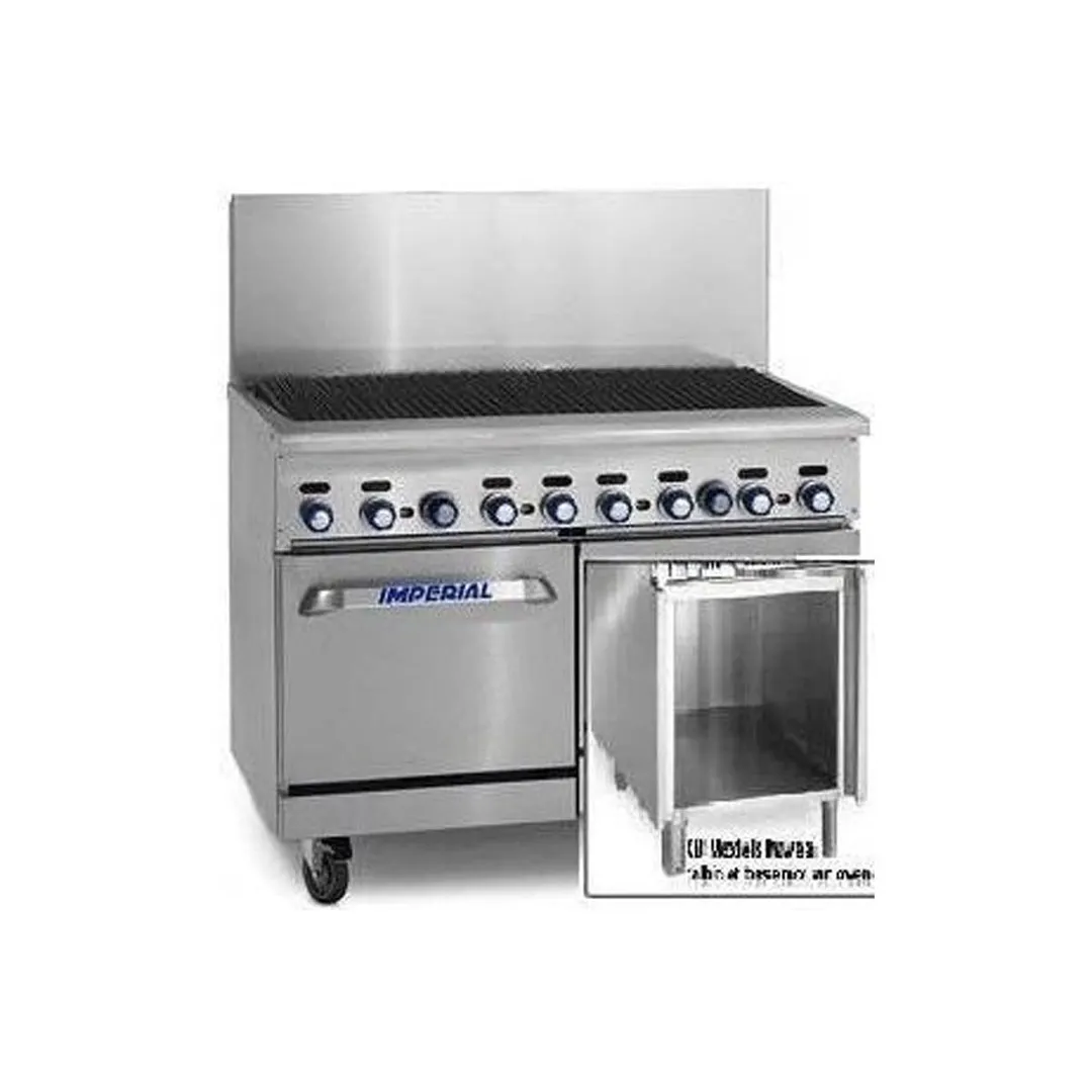 Imperial IR-48BR-XB-126 48" Gas Restaurant Range w/ 48" Full Charbroiler, (1) Standard Oven, (1) Cabinet Base, 155.000 BTU