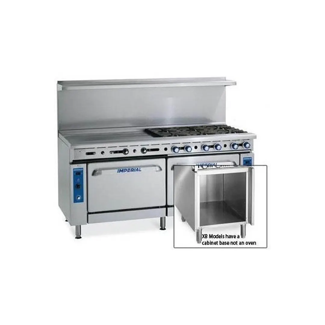 Imperial IR-6-G24-C-XB 60" Gas Restaurant Range w/ (6) Open Burners, 24" Griddle, (1) Convection Oven, (1) Open Cabinet Base, 262.000 BTU