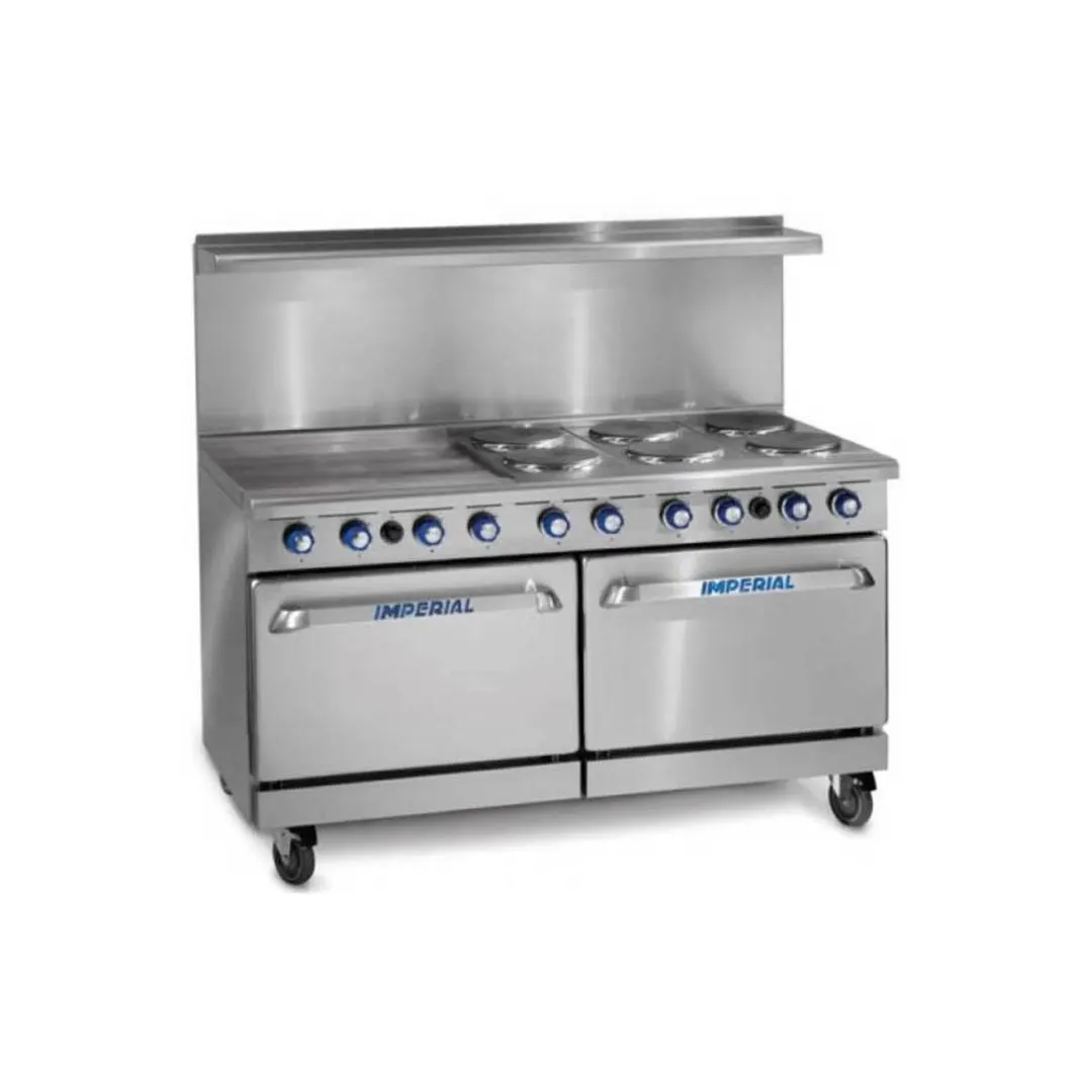 Imperial IR-6-G24T-E-XB 60" Electric Restaurant Range, 6 Round Elements, One 24" Griddle