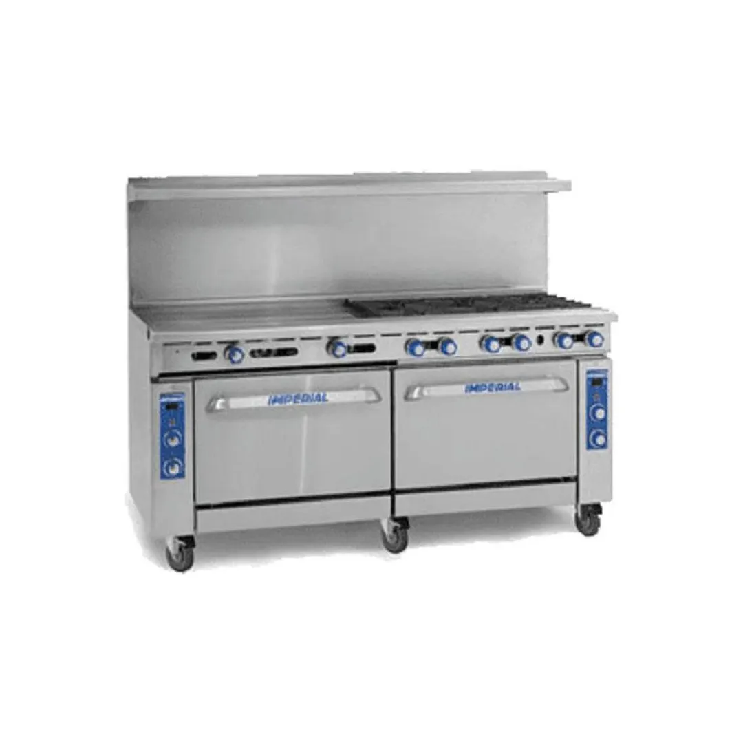 Imperial IR-6-G36 72" Gas Restaurant Range w/ (6) Open Burners, 36" Griddle, (2) Standard Ovens, 322.000 BTU