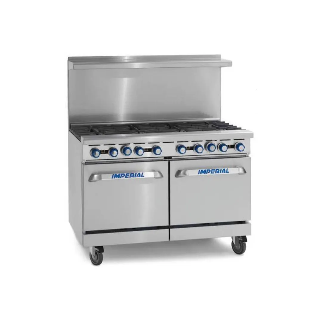 Imperial IR-8 48" Gas Restaurant Range w/ (8) Open Burners, (2) Space Saver Ovens, 310.000 BTU