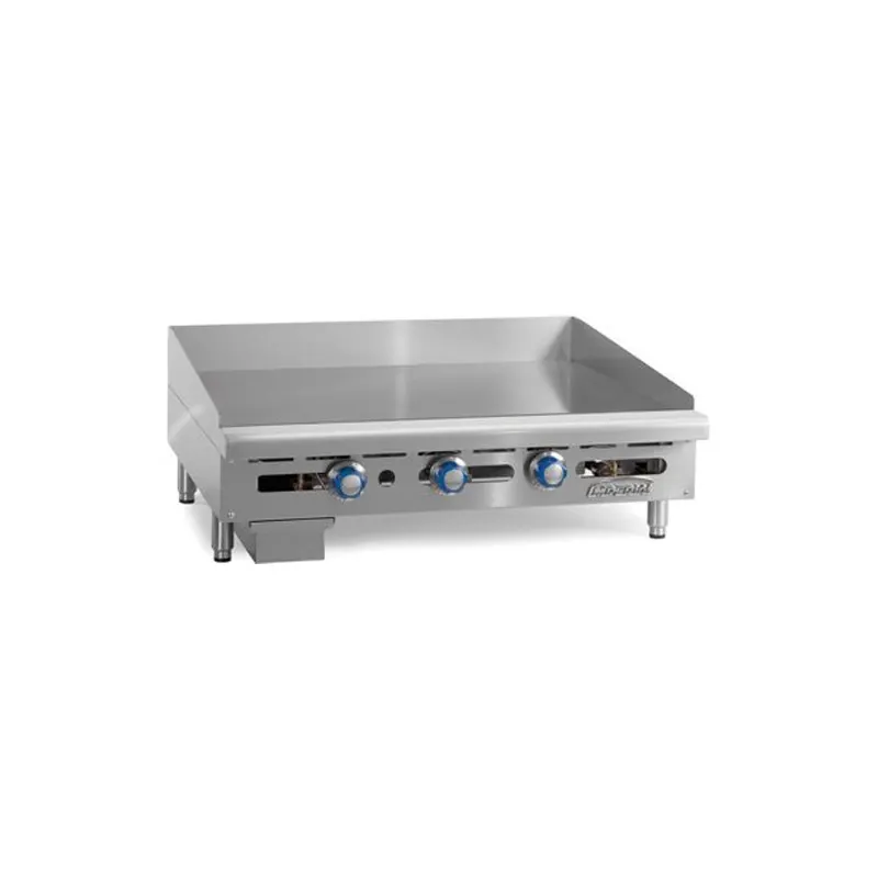Imperial ITG-72 72" Countertop Thermostatic Gas Griddle, 1" Steel Plate, 180.000 BTU