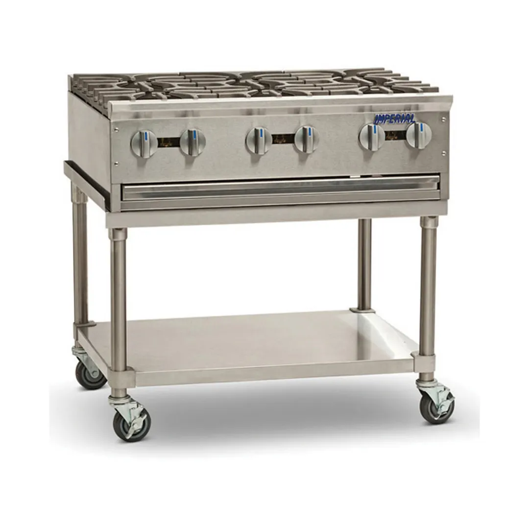 Imperial PSH1060 60" Countertop Gas Hotplate with (10) Burners, Manual Controls, 320.000 BTU