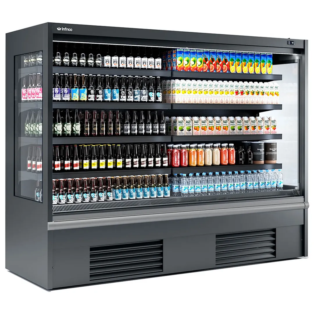 Infrico USA IAG-ML09PCM1 40" Vertical Black Air Curtain Merchandiser, Self Contained, 4 Shelves