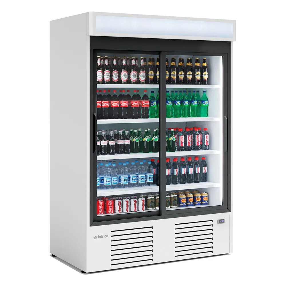 Infrico USA IMD-ERC130 Bottle Cooler, 46 cu ft, 54.5"W×31.68"D×79"H, Steel, 3/4 HP, LED, R290