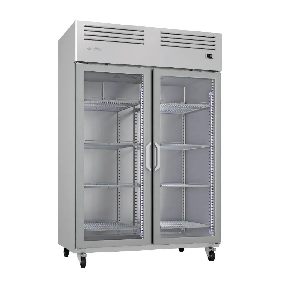Infrico USA IRR-AGB49CR 54" 2-Section Reach-In Refrigerator w/ 2 Glass Doors, 49 cu. ft.