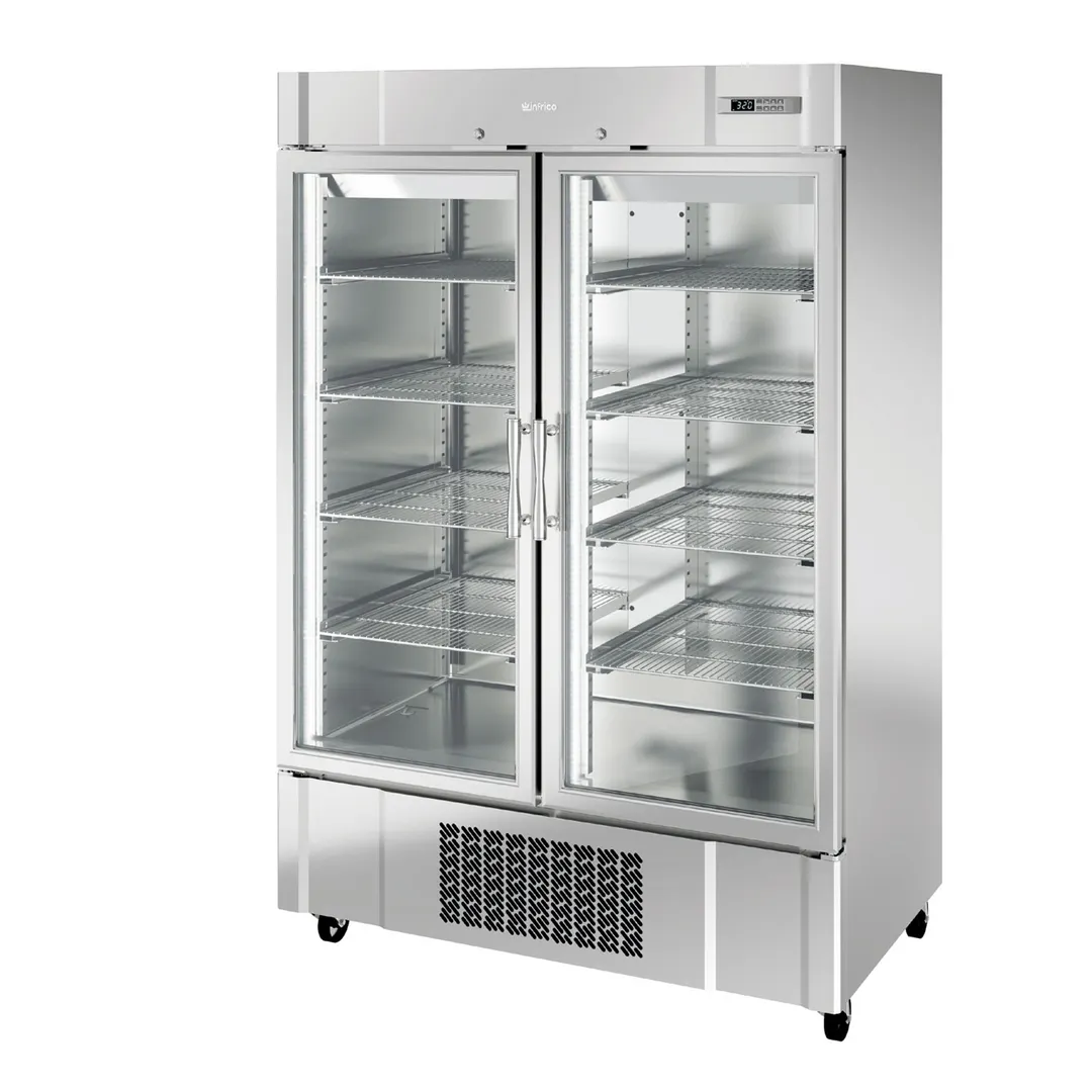 Infrico USA IRR-AN49CR 54" 2-Section Reach-In Refrigerator w/ 2 Glass Doors, 49 cu. ft.