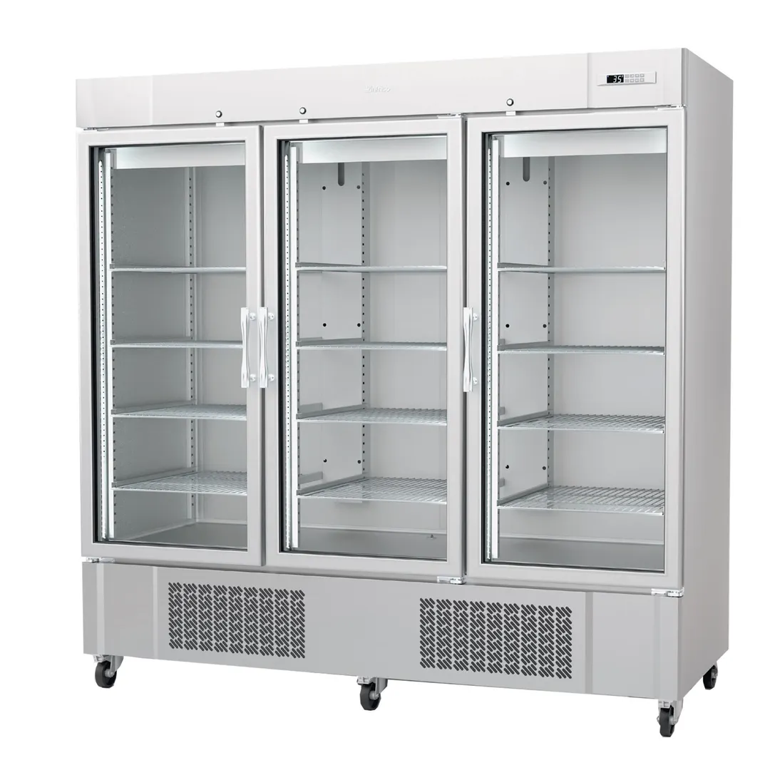 Infrico USA IRR-AN67CR 82" 3-Section Reach-In Refrigerator w/ 3 Glass Doors, 67 cu. ft.