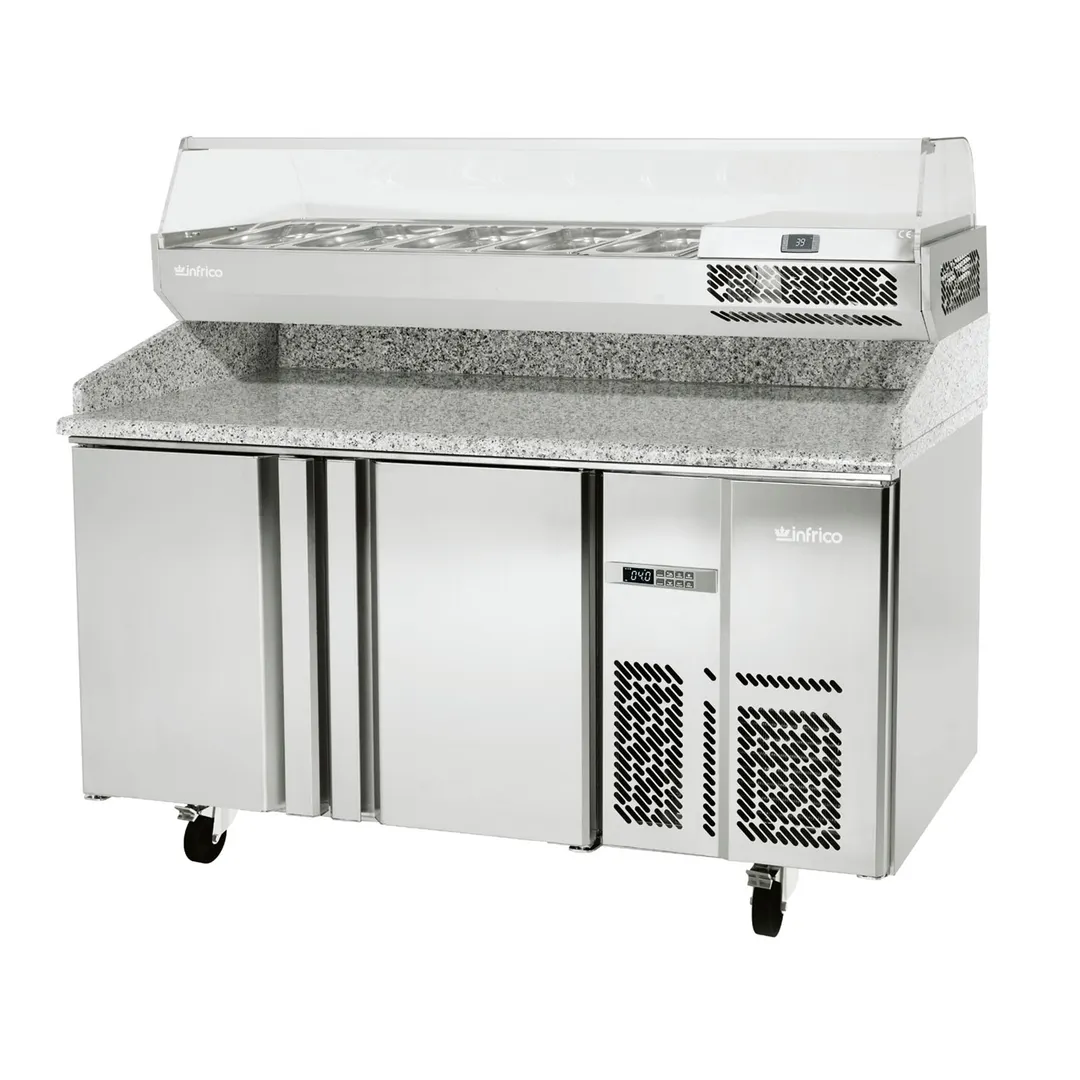 Infrico USA IRT-MPG1490-COMBO 58" 2-Section Refrigerated Pizza Prep Table, 12.0 cu. ft.