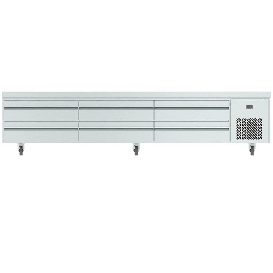 Infrico USA IUC-MSG110 110" 6 Drawers Refrigerated Chef Base w/ Marine Edge, 22 cu. ft.
