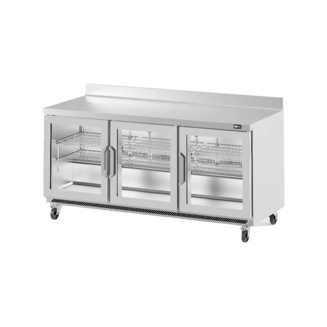 Infrico USA IUC-UC72RWCR 72" 3-Section Worktop Refrigerator w/ 3 Glass Doors, 21 cu. ft.